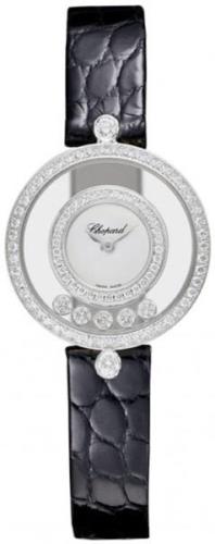 Chopard Naisten kello 203957-1201 Happy Diamonds Valkoinen/Nahka Ø24