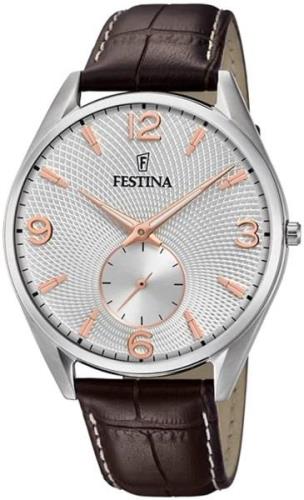 Festina Miesten kello F6870-1 Retro Hopea/Nahka Ø42 mm