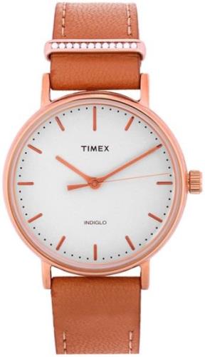 Timex Naisten kello TW2R70200 Fairfield Valkoinen/Punakultasävyinen