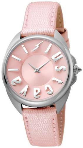 Just Cavalli Naisten kello JC1L008L0035 Logo Pinkki/Nahka Ø34 mm