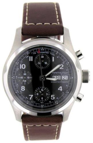 Hamilton Miesten kello H71456533 Khaki Musta/Nahka Ø38 mm