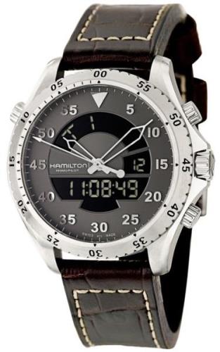 Hamilton Miesten kello H64514581 Khaki Aviation Harmaa/Nahka Ø40 mm