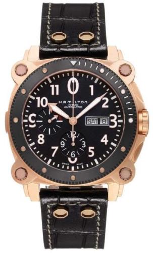 Hamilton Miesten kello H78646733 Khaki Belowzero Musta/Nahka Ø46 mm