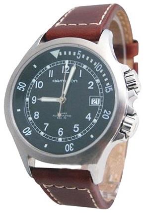 Hamilton Miesten kello H77515533 Khaki Musta/Nahka Ø40 mm