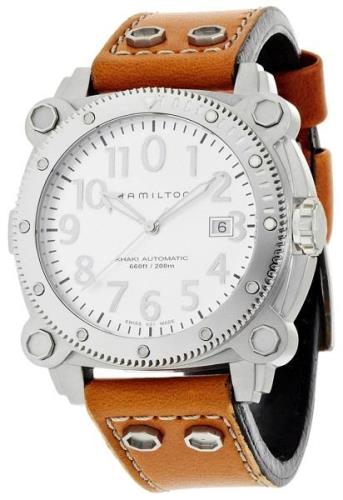 Hamilton Miesten kello H78555553 Khaki Hopea/Nahka Ø42 mm