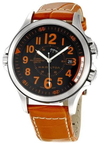 Hamilton Miesten kello H77695633 Khaki Musta/Nahka Ø42 mm