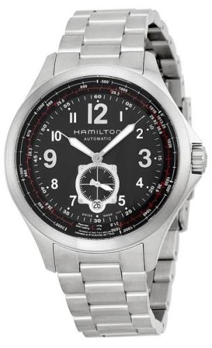 Hamilton Miesten kello H76655133 Khaki Aviation Musta/Teräs Ø42 mm