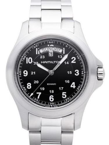 Hamilton Miesten kello H64451133 Khaki Field King Quartz Musta/Teräs