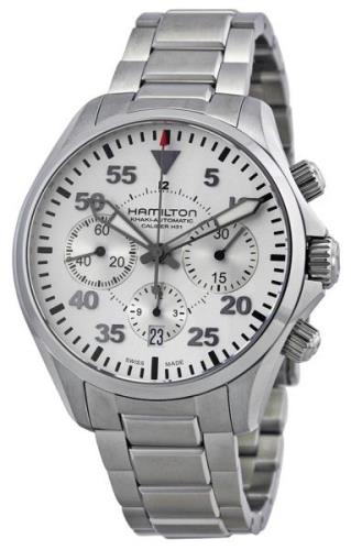 Hamilton Miesten kello H64666155 Khaki Chronograph Hopea/Teräs Ø42