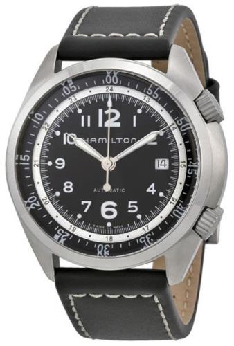 Hamilton Miesten kello H76455933 Khaki Musta/Nahka Ø41 mm