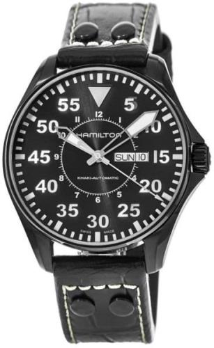 Hamilton Miesten kello H64785835 Khaki Aviation Musta/Nahka Ø46 mm