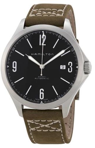 Hamilton Miesten kello H76665835 Khaki Aviation Musta/Nahka Ø42 mm