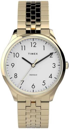 Timex Naisten kello TW2U40100 Valkoinen/Kullansävytetty teräs Ø32