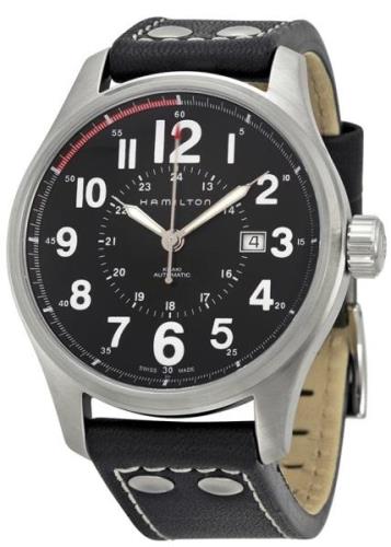 Hamilton Miesten kello H70615733 Khaki Field Musta/Nahka Ø44 mm