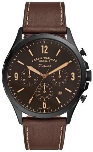 Fossil Miesten kello FS5608 Forrester Chrono Musta/Nahka Ø46 mm