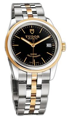 Tudor 55003-68053-BIDSTL Glamour Date Musta/18K keltakultaa Ø36 mm