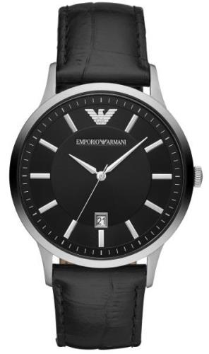 Emporio Armani Miesten kello AR11186 Renato Musta/Nahka Ø43 mm