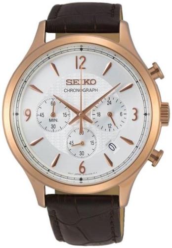 Seiko Miesten kello SSB342P1 Hopea/Nahka Ø44 mm