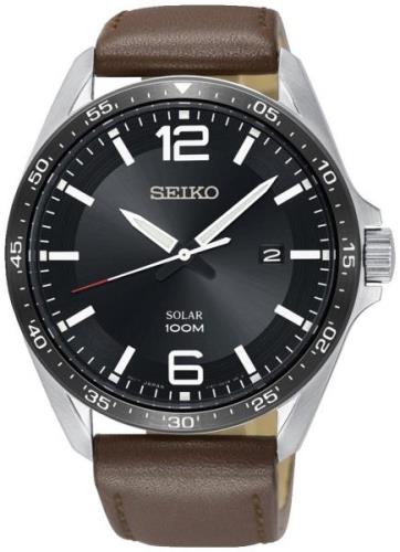 Seiko Miesten kello SNE487P1 Solar Musta/Nahka Ø43 mm