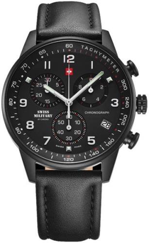 Swiss Military Miesten kello SM34012.08 Chrono Musta/Nahka Ø41 mm