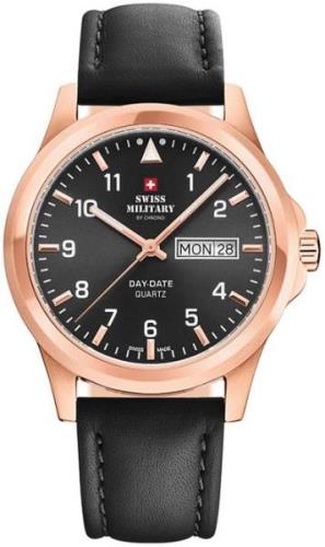 Swiss Military Miesten kello SM34071.09 Chrono Musta/Nahka Ø40 mm