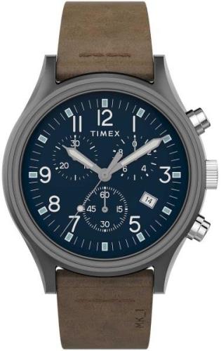 Timex Miesten kello TW2T68000D7 Sininen/Nahka Ø42 mm