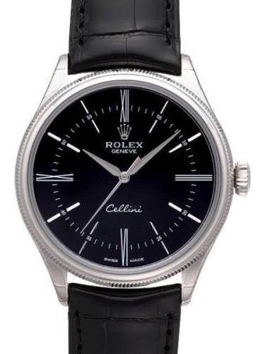 Rolex Miesten kello 50509-0006 Cellini Time Musta/Nahka Ø39 mm