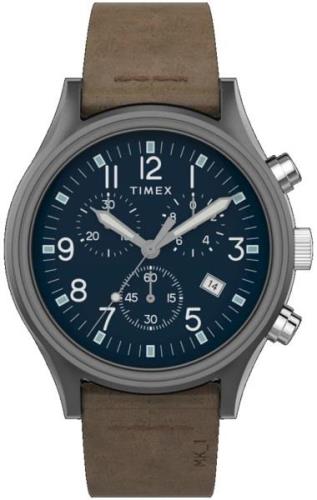 Timex Miesten kello TW2T68000 Sininen/Nahka Ø42 mm