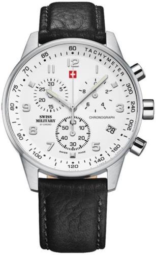 Swiss Military Miesten kello SM34012.06 Chrono Valkoinen/Nahka Ø41 mm