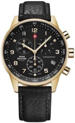 Swiss Military Miesten kello SM34012.10 Chrono Musta/Nahka Ø41 mm