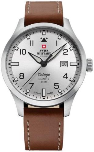 Swiss Military Miesten kello SM34078.05 Chrono Hopea/Nahka Ø43 mm