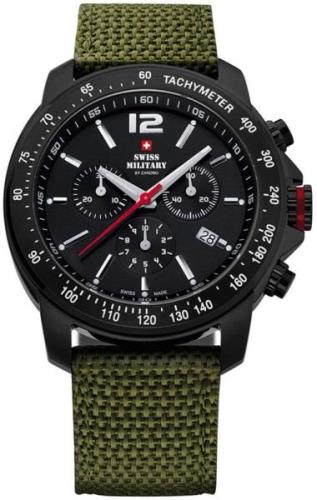 Swiss Military Miesten kello SM34033.07 Chrono Musta/Nahka Ø42 mm