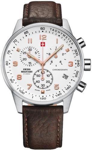 Swiss Military Miesten kello SM34012.11 Chrono Valkoinen/Nahka Ø41 mm