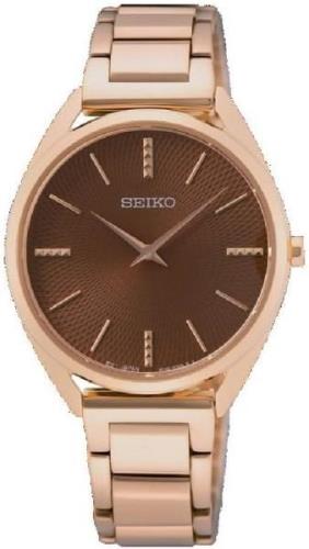 Seiko Naisten kello SWR062P1 Dress Ruskea/Punakultasävyinen Ø32 mm