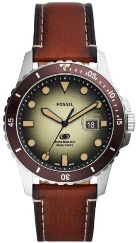 Fossil Miesten kello FS5961 Blue Vihreä/Nahka Ø42 mm