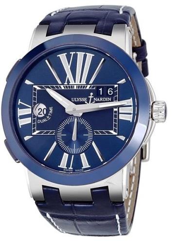 Ulysse Nardin Miesten kello 243-00-43 Dual Time Sininen/Nahka Ø43 mm