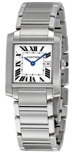 Cartier Naisten kello W51011Q3 Tank Francaise Medium Hopea/Teräs