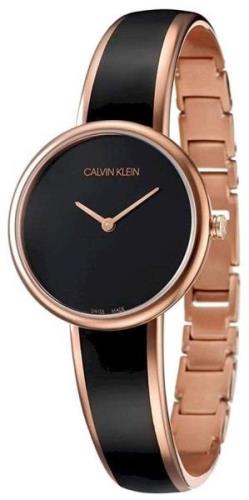 Calvin Klein Naisten kello K4E2N611 Musta/Punakultasävyinen Ø30 mm
