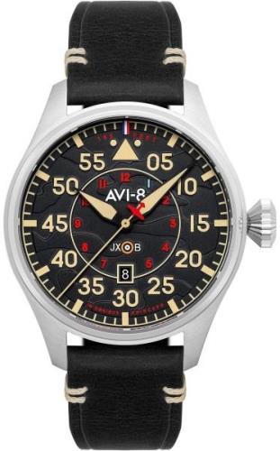 AVI-8 Miesten kello AV-4097-03 Hawker Hurricane Musta/Nahka Ø46 mm