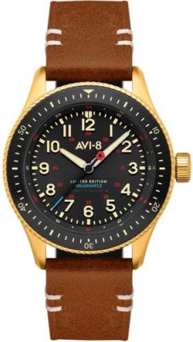 AVI-8 Miesten kello AV-4099-RBL05 Flyboy Musta/Nahka Ø40 mm