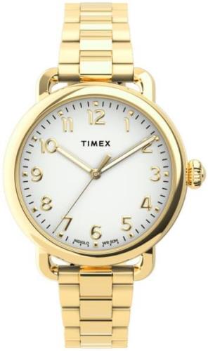Timex Naisten kello TW2U13900 Standard Valkoinen/Kullansävytetty