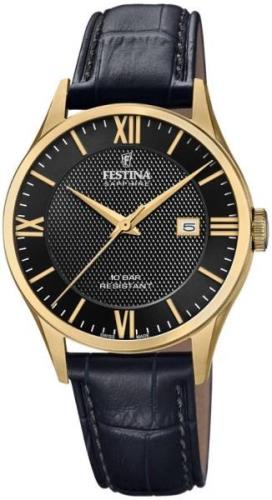 Festina Miesten kello F20010-4 Swiss Made Musta/Nahka Ø40 mm