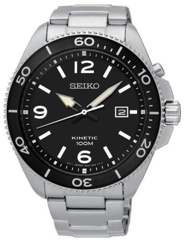 Seiko Miesten kello SKA747P1 Kinetic Musta/Teräs Ø45 mm