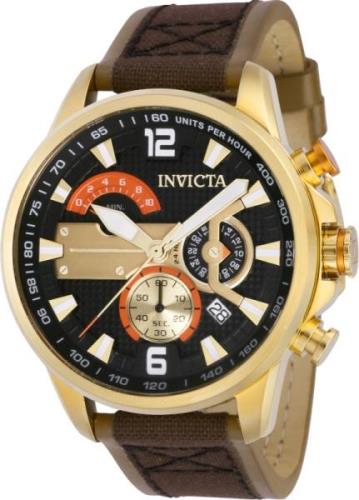 Invicta Miesten kello 41689 Aviator Musta/Nahka Ø46 mm