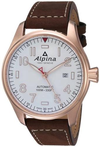 Alpina Miesten kello AL-525S4S4 Startimer Valkoinen/Nahka Ø44 mm