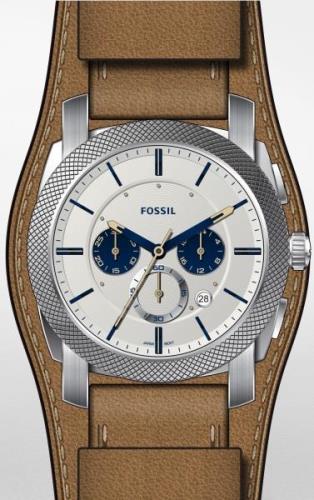 Fossil Miesten kello FS5922 Machine Valkoinen/Nahka Ø42 mm