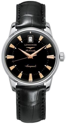 Longines Miesten kello L1.611.4.52.4 Conquest Heritage Musta/Nahka