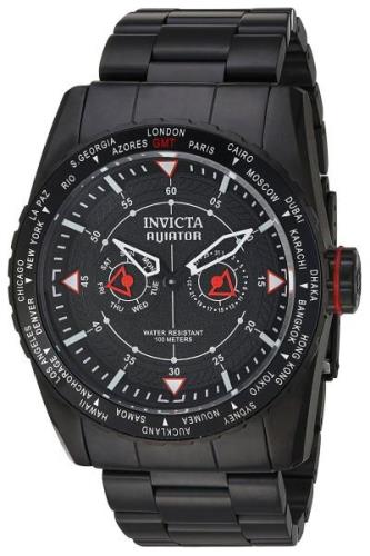 Invicta Miesten kello 22985 Aviator Musta/Teräs Ø49 mm