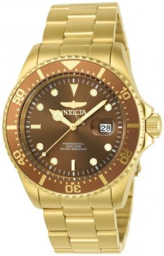 Invicta Miesten kello 23383 Pro Diver Ruskea/Kullansävytetty teräs