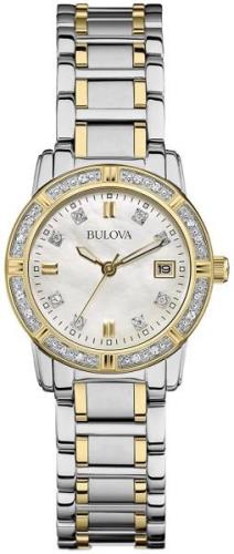 Bulova Naisten kello 98R226 Diamond Valkoinen/Kullansävytetty teräs